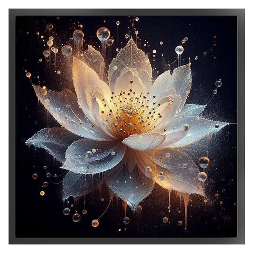 Gold Lotus Full 18CT DIY Counted Cross Stitch Kits for Adults Home Decor 30x30cm