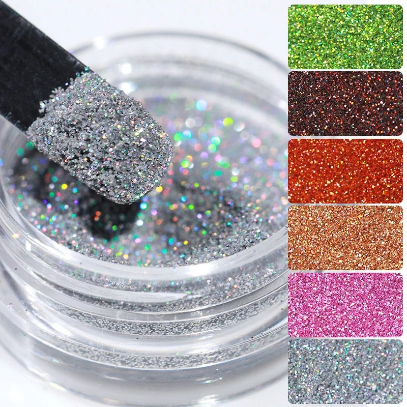 1 Box Iridescent Nail Powder Silver Black Colorful Glitter Sequins Gel Polish Flakes Nail Art Decoration For Manicure Pigment-Nail Inspo