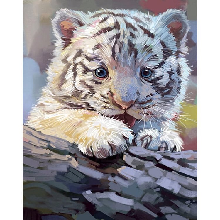 Peinture de diamant - rond partiel - petit tigre