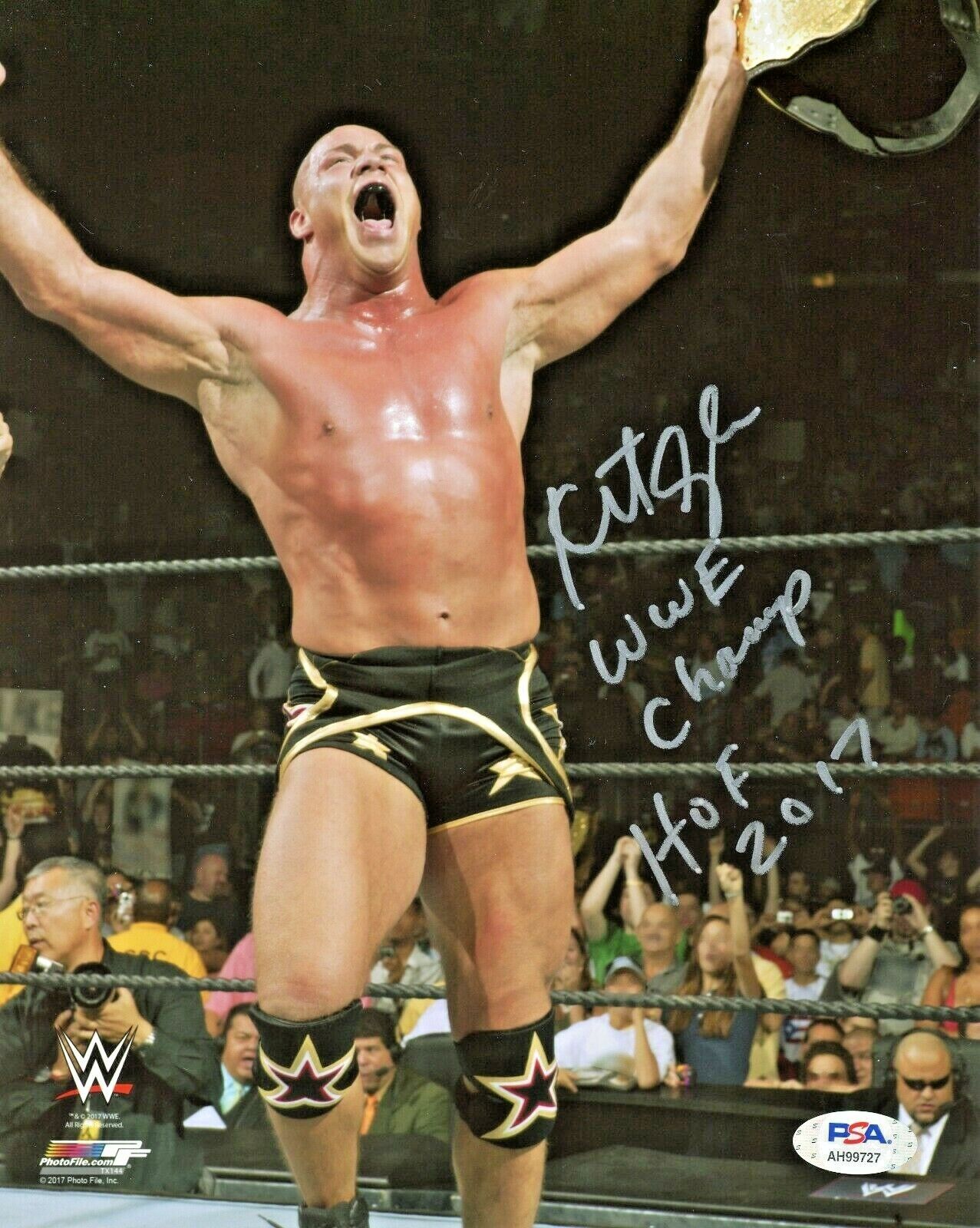 WWE KURT ANGLE HAND SIGNED AUTOGRAPHED 8X10 Photo Poster painting WITH PROOF AND PSA COA 1