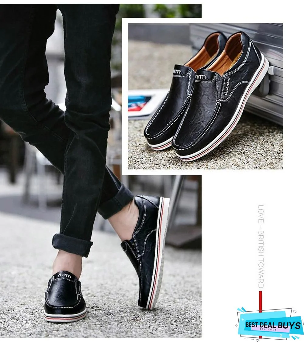 Leather Boat Shoes Casual Flats Moccasins Homme Driving Loafers Shoes Slip On Shoes