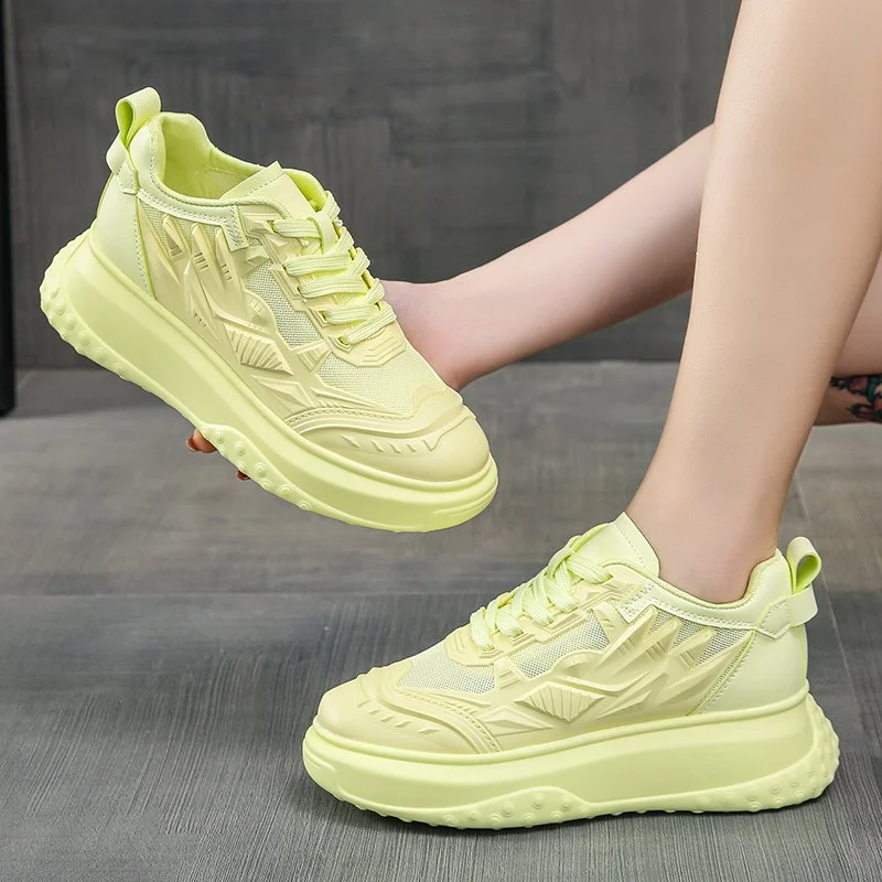 Height Increasing Brand Design Chunky Sneakers 2021 Spring Women Casual Shoes Fashion Thick Sole Sport Shoes Comfortable Sneaker