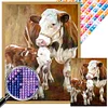 >SALE<5D DIY Full Square Drill Partial AB Drill Diamond Painting Two Cows Kit 35x45cm