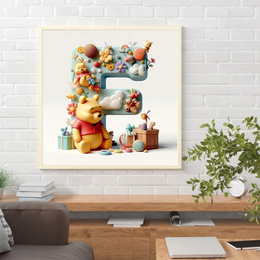 Full Round Diamond Painting 30*30cm - Winnie The Pooh'S 26 Letters F