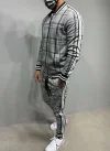 Men's Plaid Cardigan Jacket Trousers Sports Suit