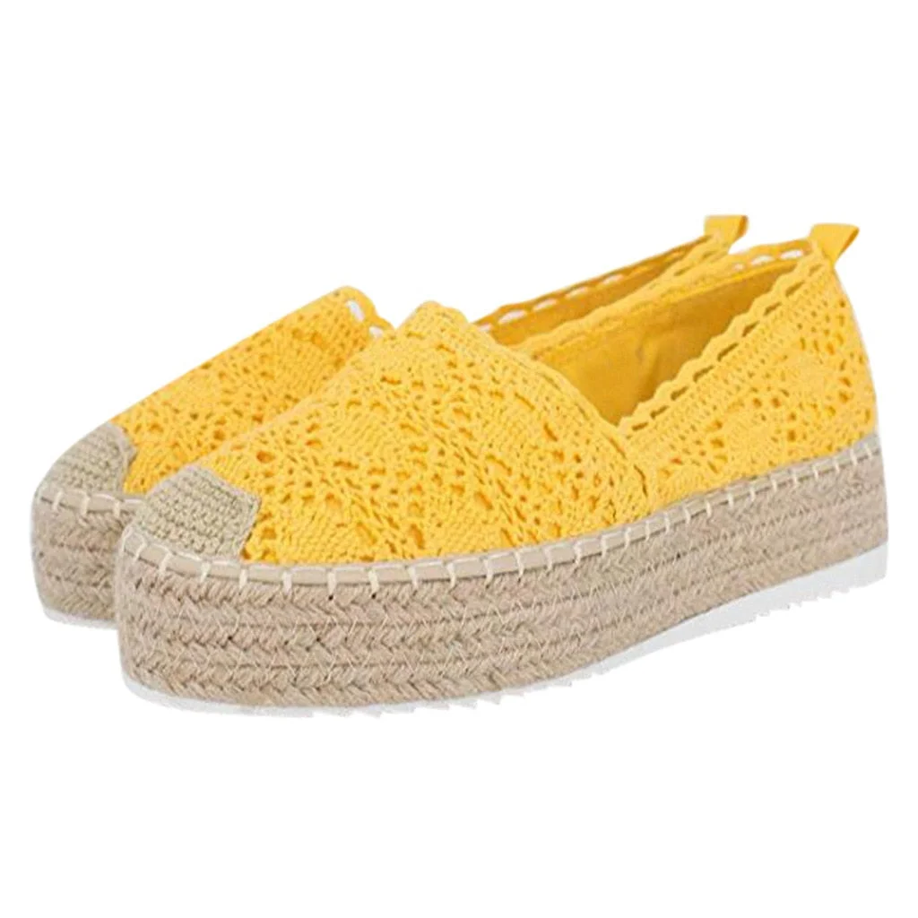 Women Autumn Flats Shoes Solid Lace Canvas Shoes Hollow Floral Breathable Platform Flat Shoes Loafers Female Espadrilles 2022