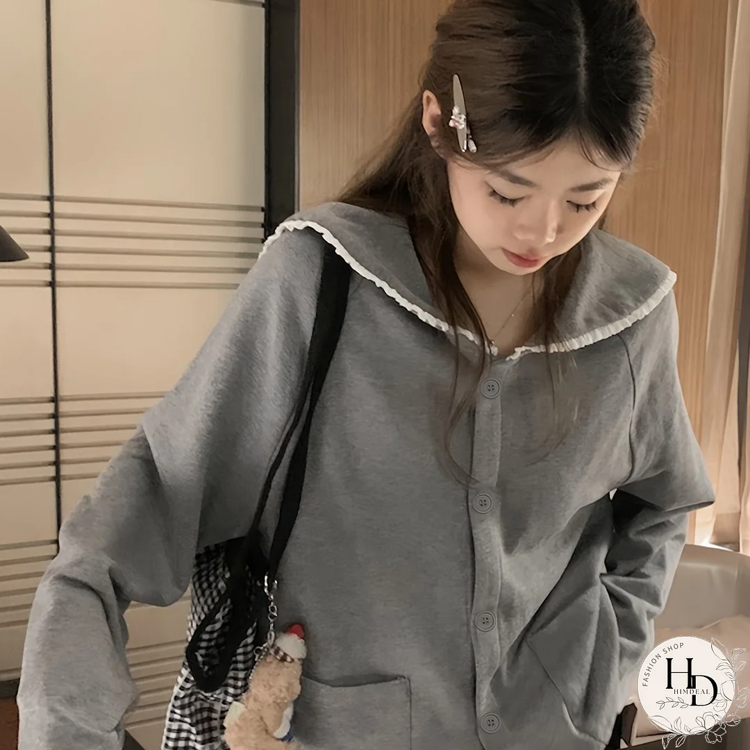 Button Front Lapel Jacket, Casual Long Sleeve Dual Pockets Outerwear For Fall & Winter, Women's Clothing
