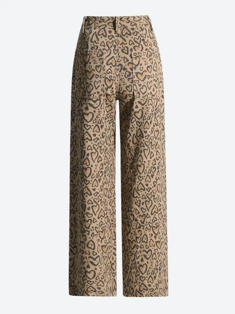 Brownm Leopard Embellished Cut Out Pants