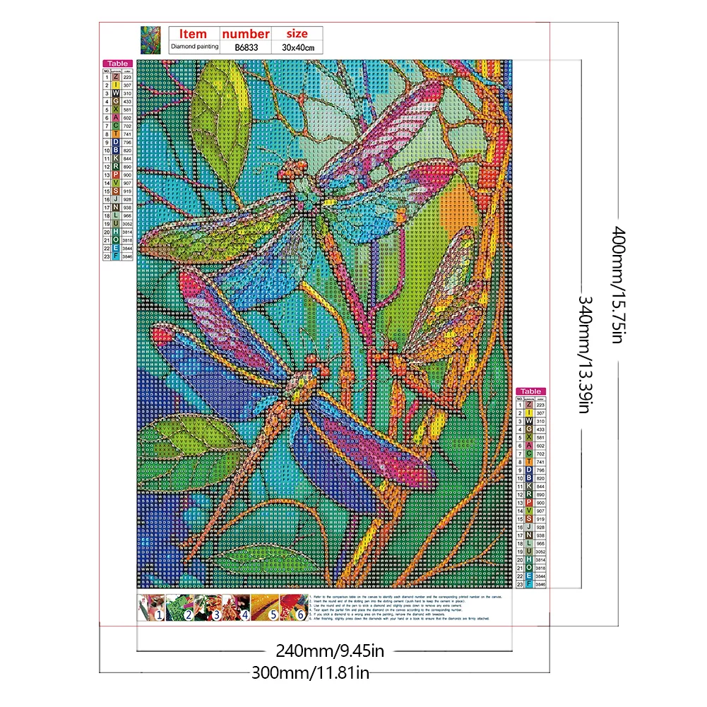 Diamond Painting - Full Round Drill - Stained Glass Dragonfly(30*40cm)