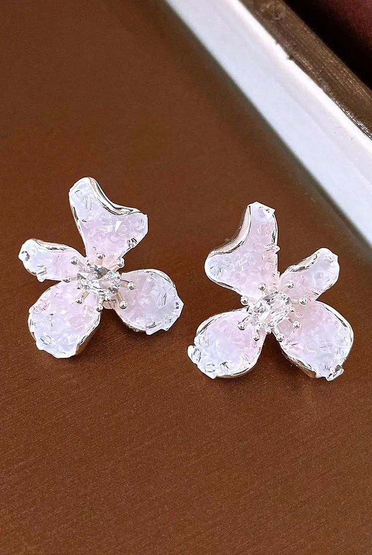 Spring Summer Floral Stud Earrings Enamel Design with Silver Posts