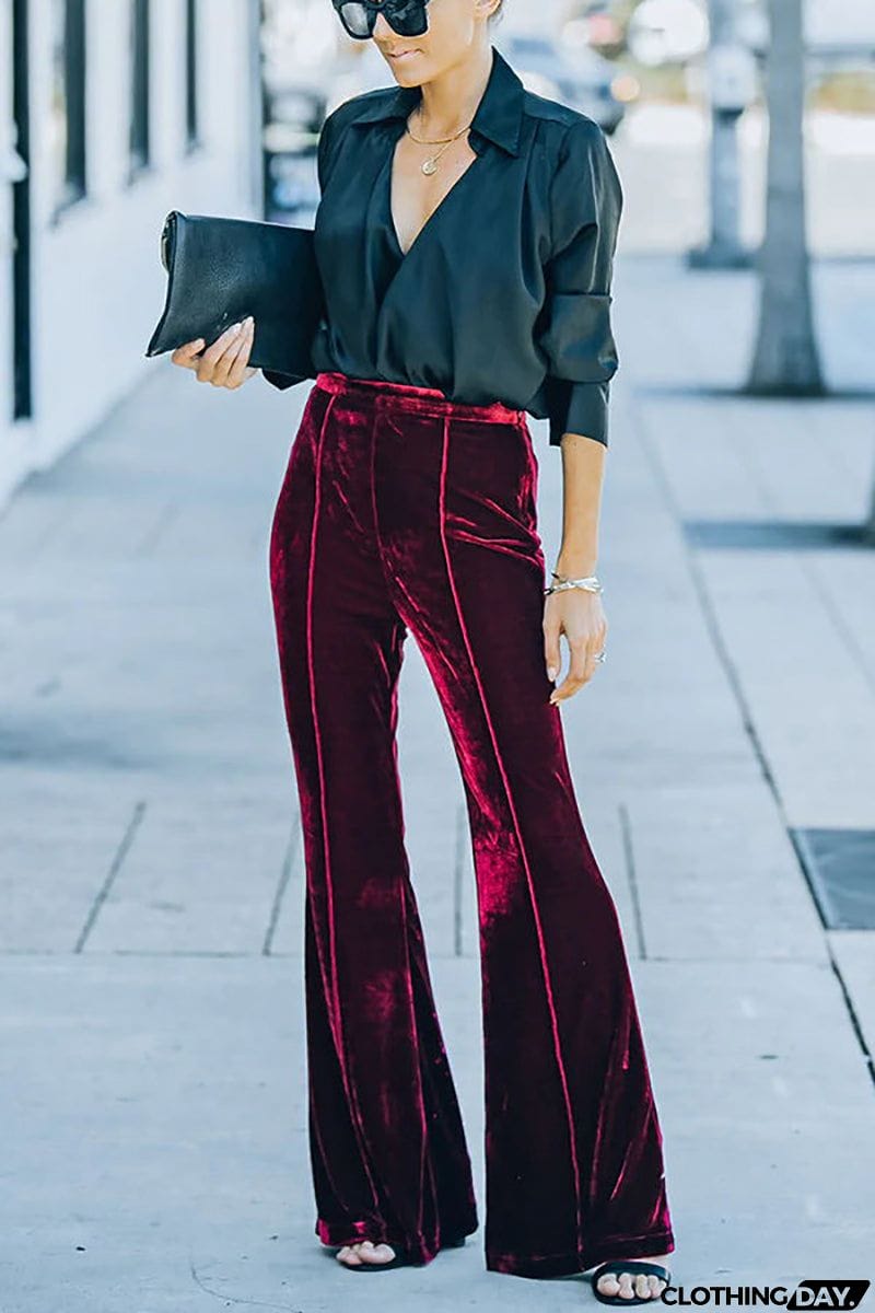 Cheerful Velvet Seam Flares Pants