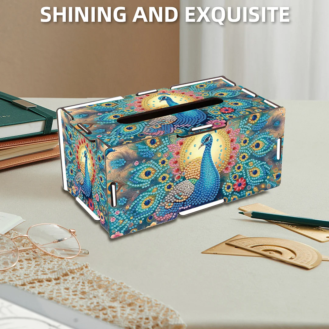 Wooden Diamond Painting Tissue Box for Home and Office Decoration(CZH004)