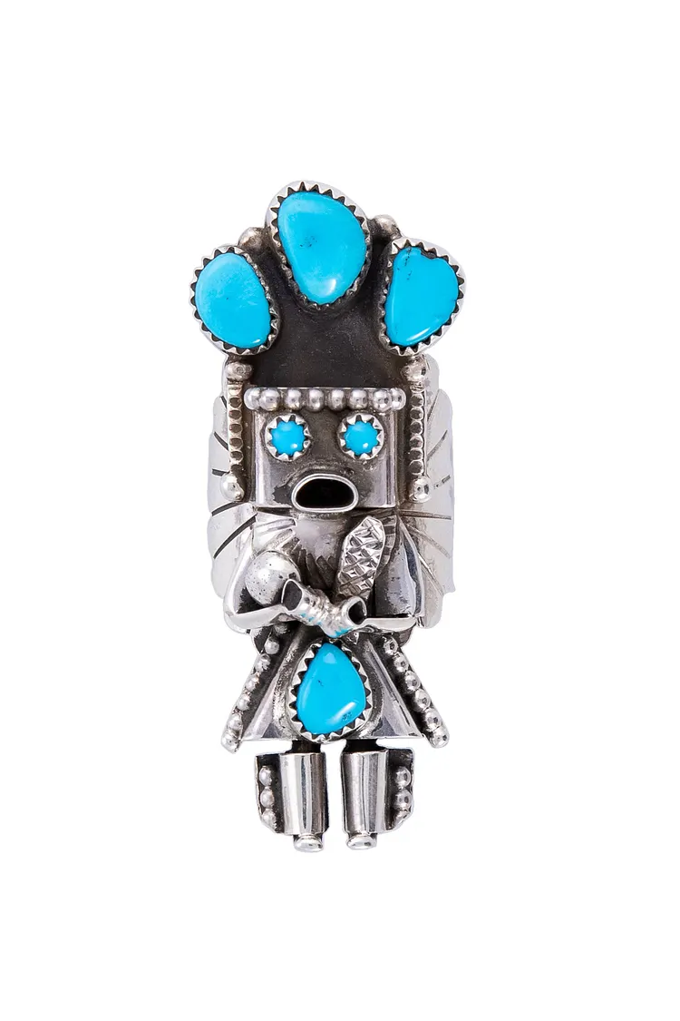 Ring, Conversational, Kachina, Turquoise, Hallmark, 640