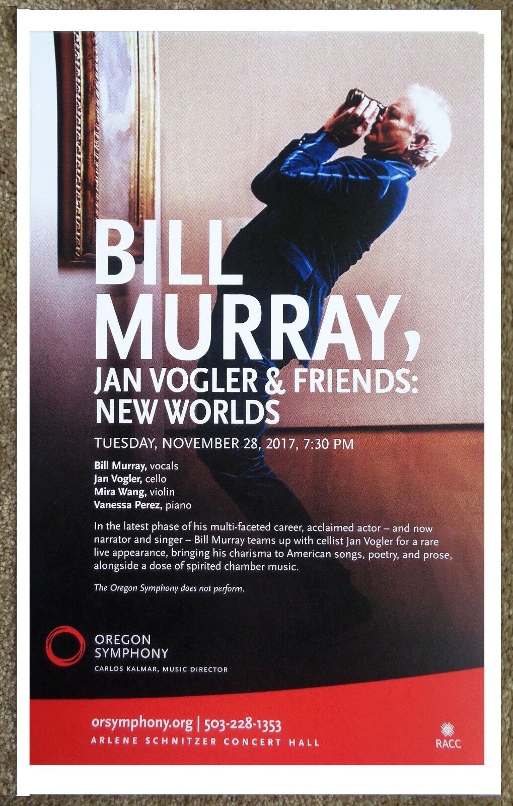 BILL MURRAY & JAN VOGLER 2017 Gig POSTER Portland Oregon Concert