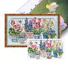 [Brand]Potted Flowers - 14CT Stamped Cross Stitch - 47*28cm - Flower Natural