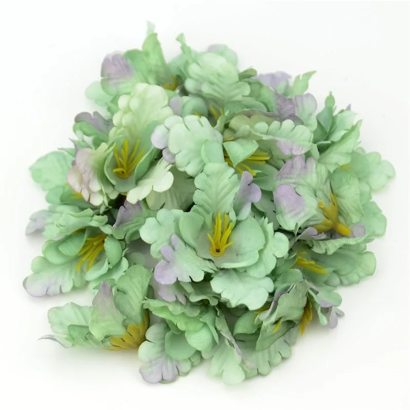 10pcs 5cm Mini Silk Gradient Orchid Artificial Flower Head For Wedding Decoration DIY Wreath Accessories Craft Fake Flowers