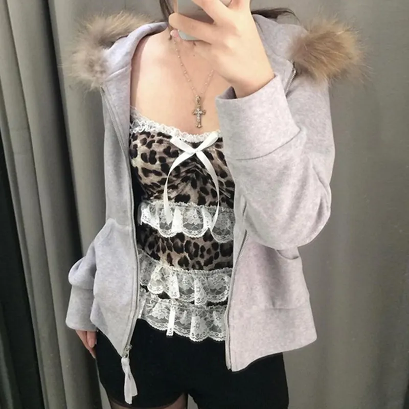 Churchf Churchf Girl Sexy Lace Lace Sling Small Vest Female 2024 Summer Leopard Print New Top