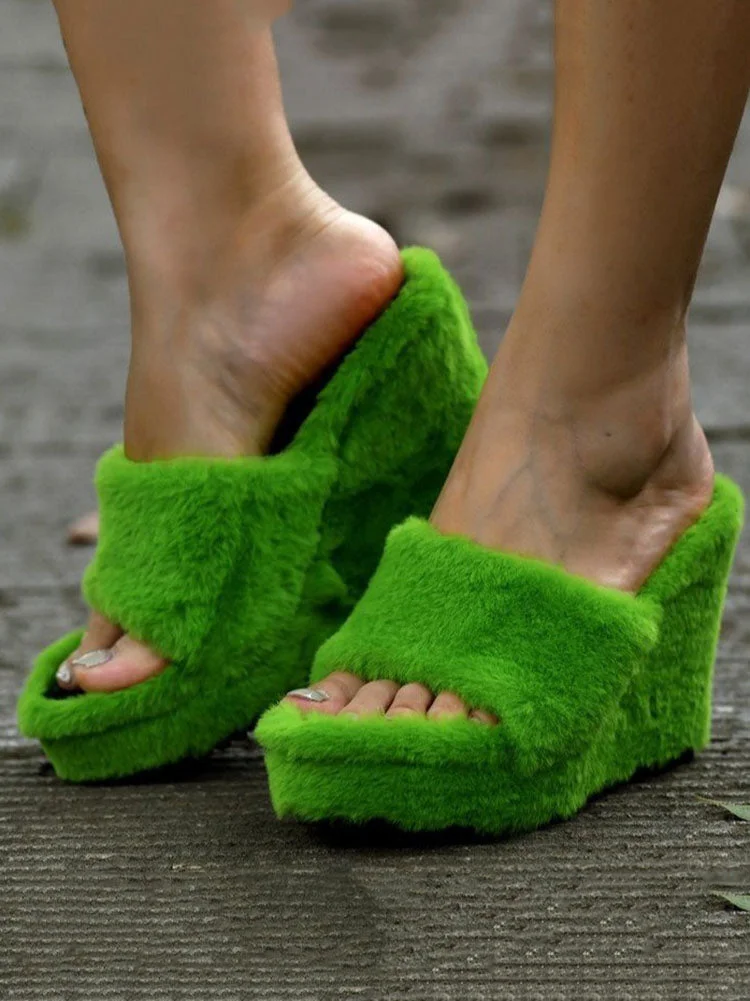 Fluffy Wedge High Heel Sandals shopify Stunahome.com