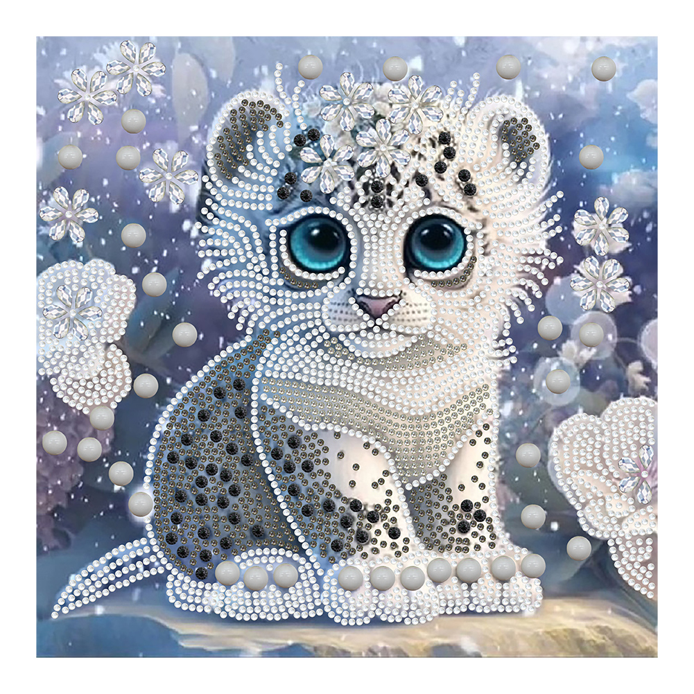 Jeweled Little White Tiger 30*30CM(Canvas) Special Shaped Drill Diamond Painting gbfke