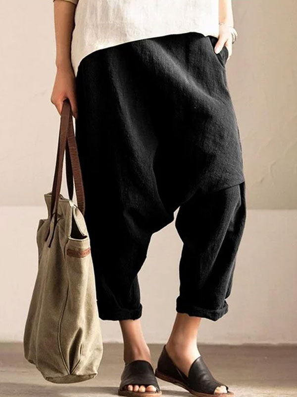 Soft Linen Comfort High Waist Women's Pants tjj Shicloths