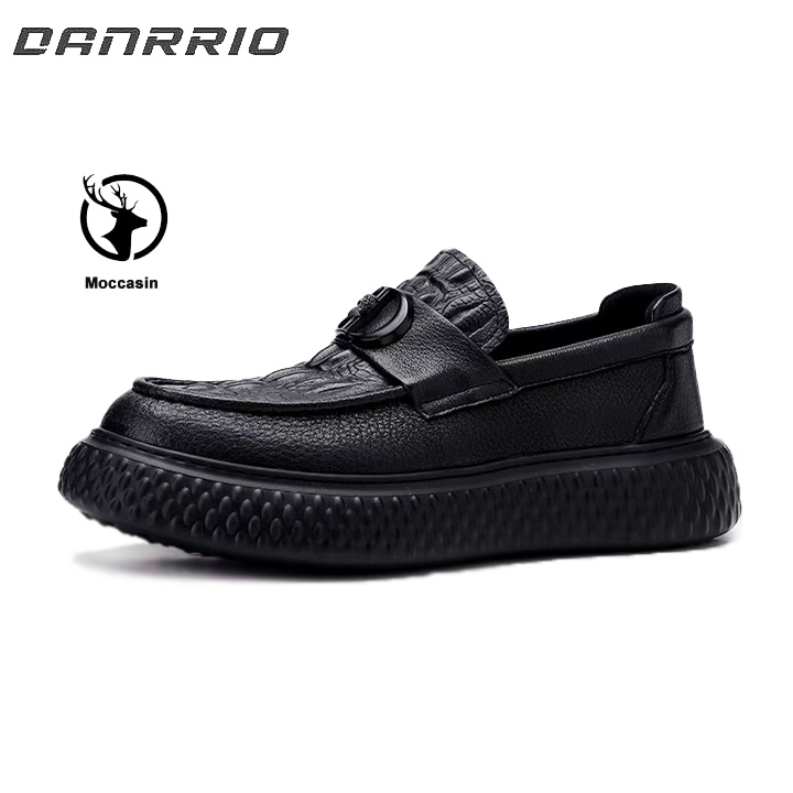 DANRRIO Deerskin New Crocodile Pattern Embossed Loafers High-end Casual Leather Shoes DANRRIO.COM DANRRIO