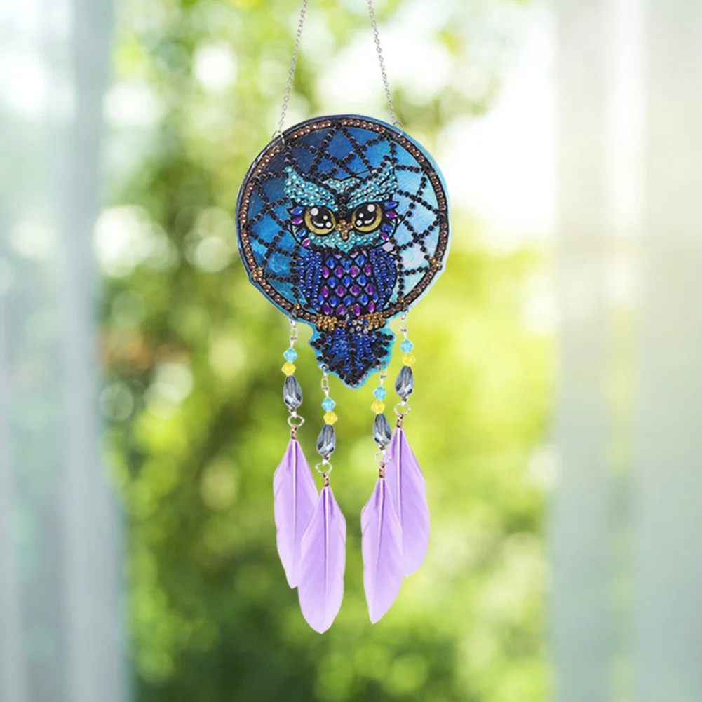 DIY Diamond Painting Dream Light Catcher Wind Chime - Owl