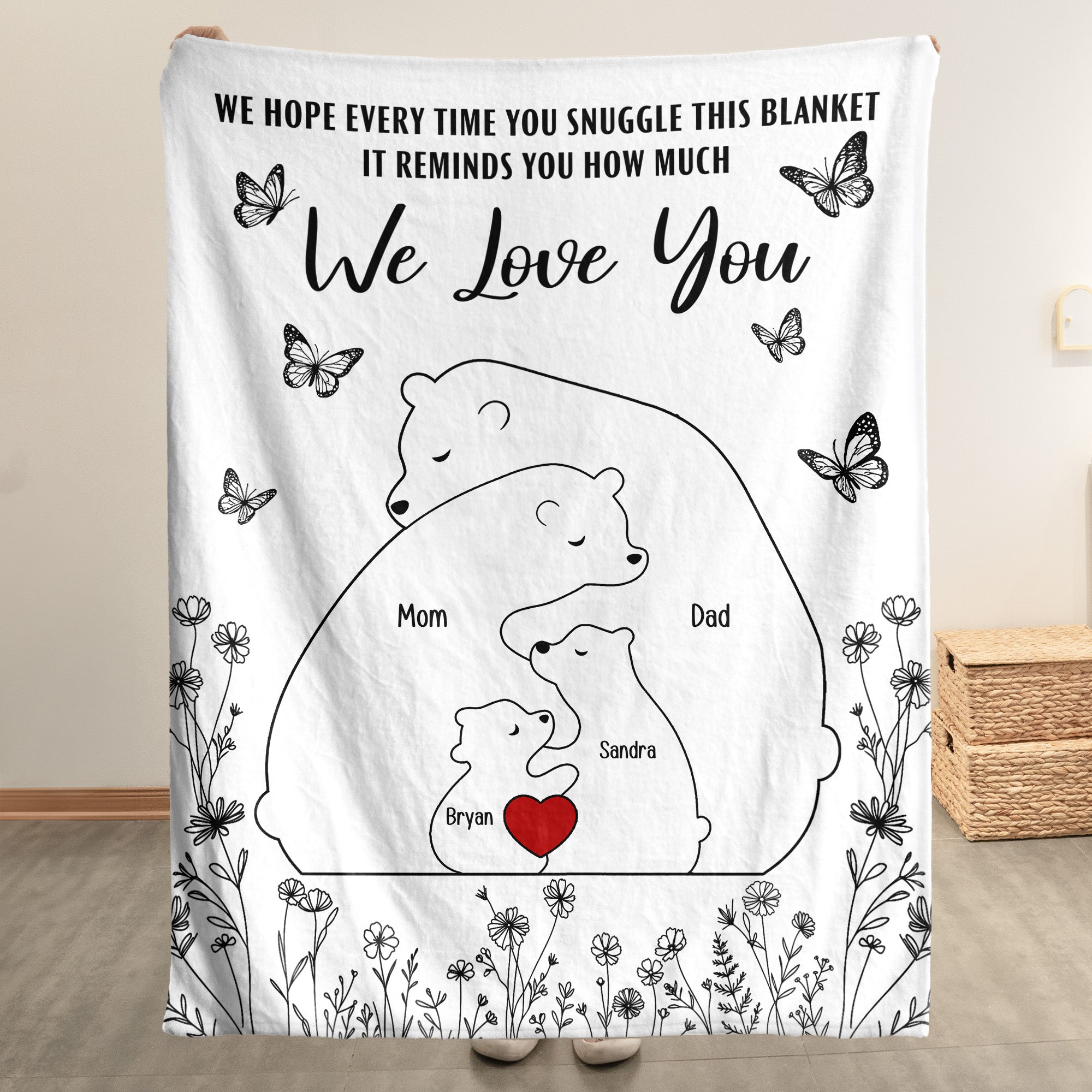 Loveyoufancy Hugging Bear Family This Blanket Reminds You How Much We Love You - Personalized Blanket