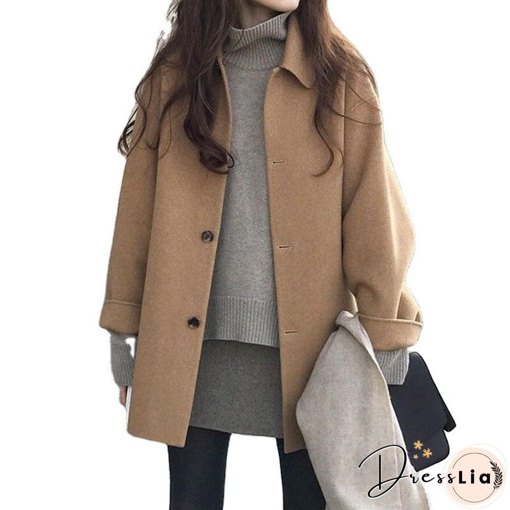 Wool Long Thick Popular Woolen Coat Women