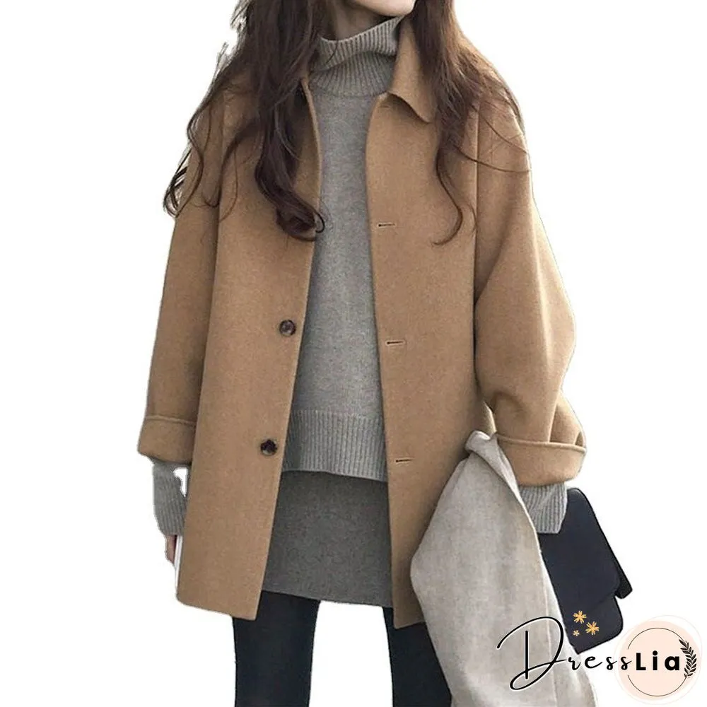 Wool Long Thick Popular Woolen Coat Women