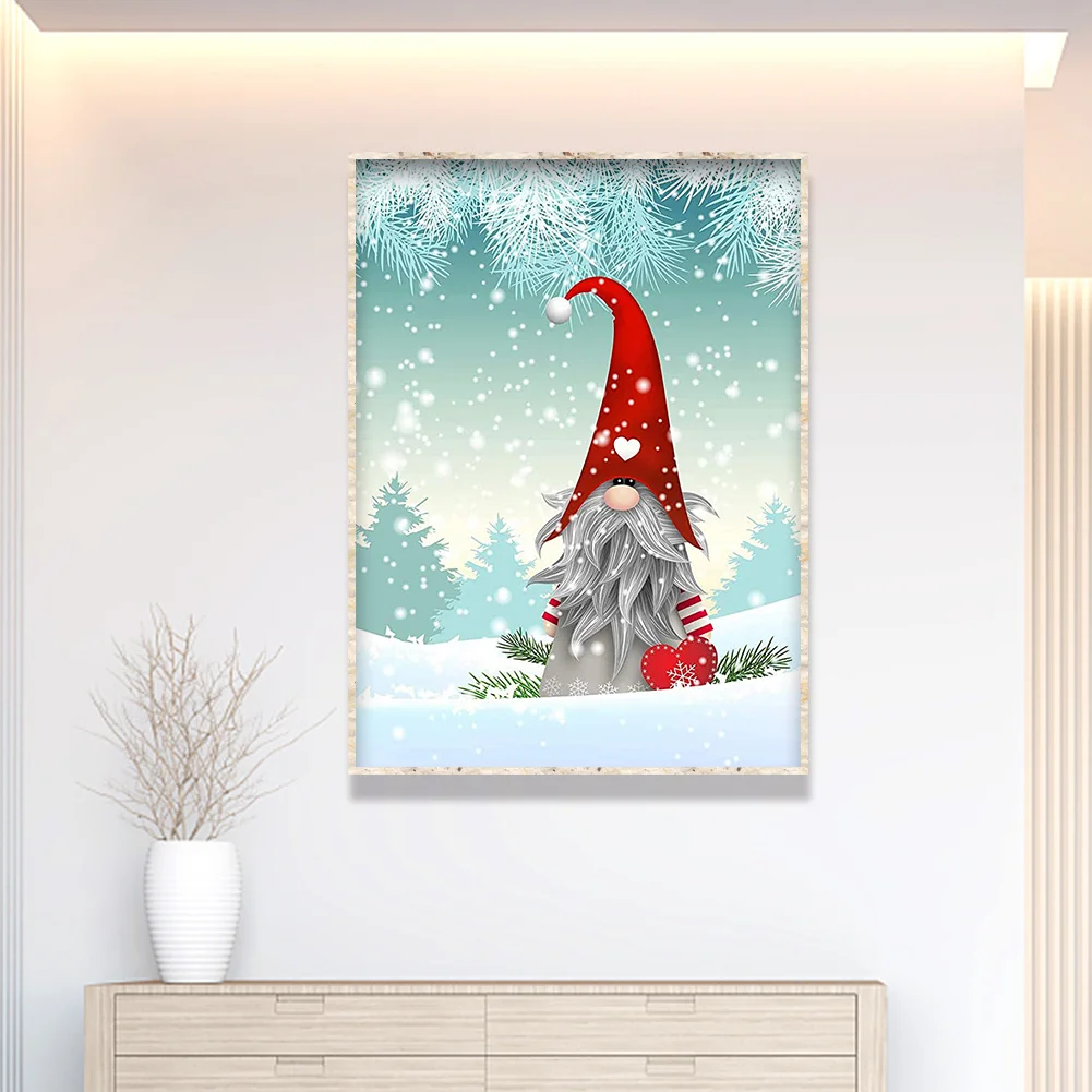 Full Round Diamond Painting 30*40cm - Gnome Christmas