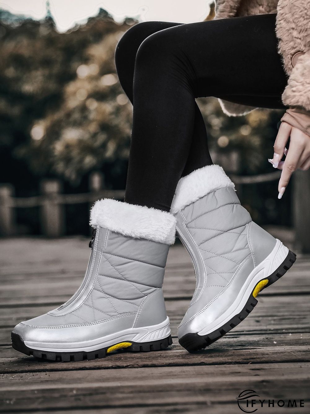 Winter Front Zip Thermal Lined Outdoor Snow Boots | IFYHOME