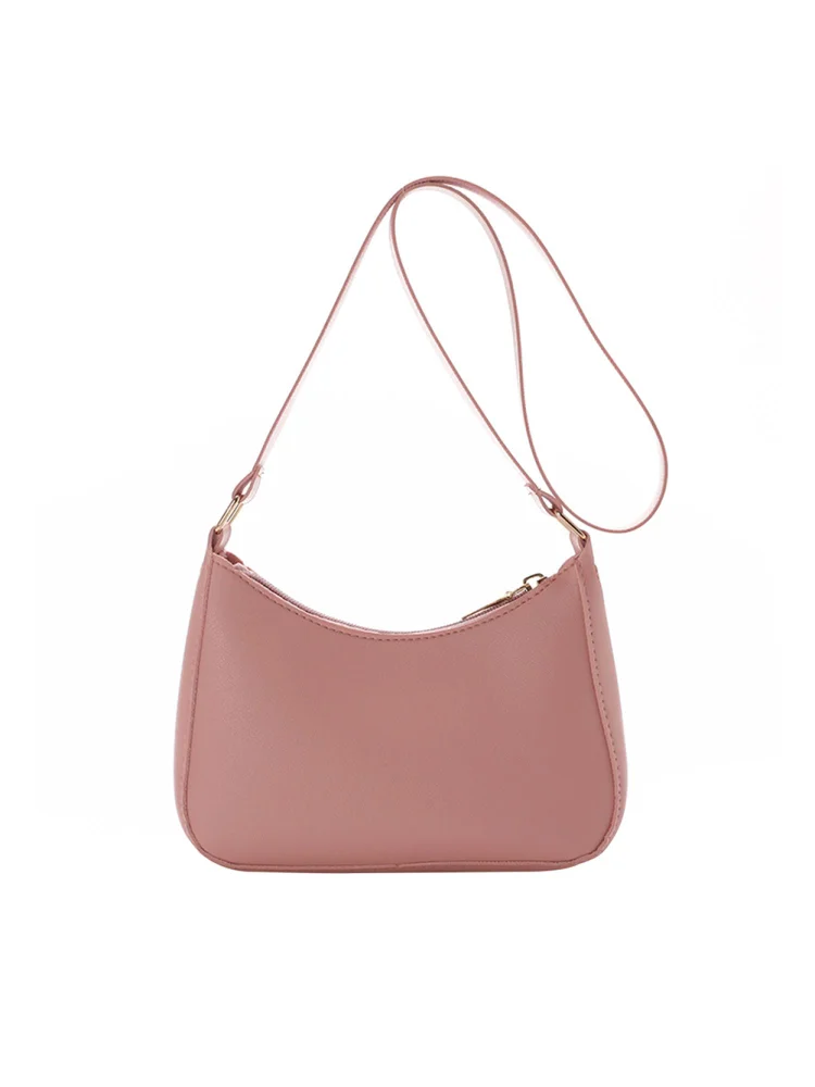 Vintage Women Solid Color PU Shoulder Underarm Bag Hobos Handbags (Pink)