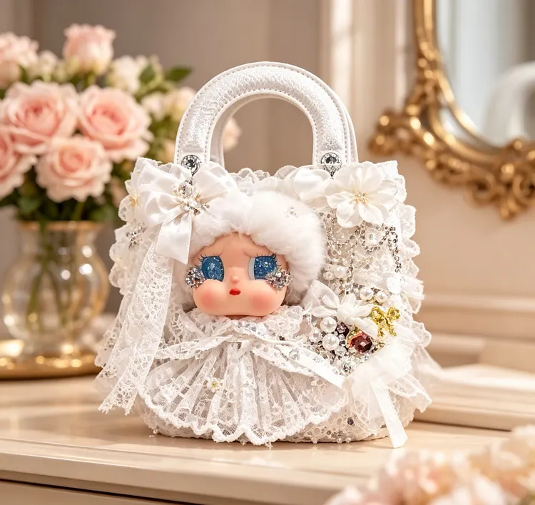 Luxury Handmade Doll Handbag &ndash; Romantic Lace, Pearls & Crystal Embellished Designer-Inspired Statement Purse