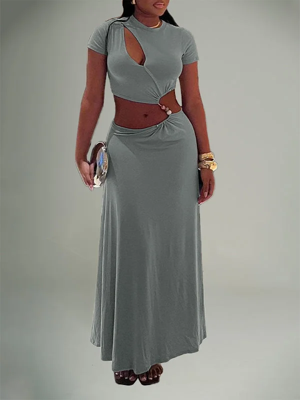 Cutout Crop Top & Skirt Set