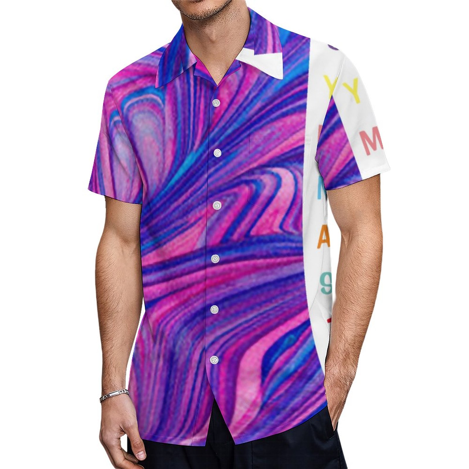 Gymnast Pink Purple Blue Swirl Hawaiian Shirt Mens Button Down Plus Size Tropical Hawaii Beach Shirts
