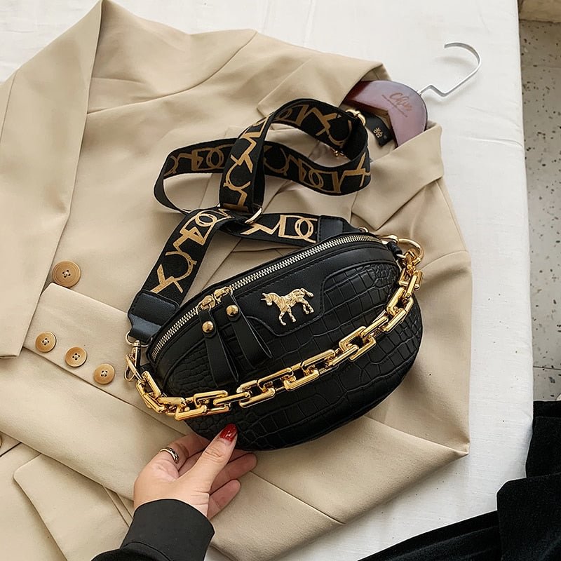 էѧӧܧ PU Leather Small Simple Waist Packs For Women 2020 Chest Bags Female Fashion Phone Purses Chain Travel Belt Bag
