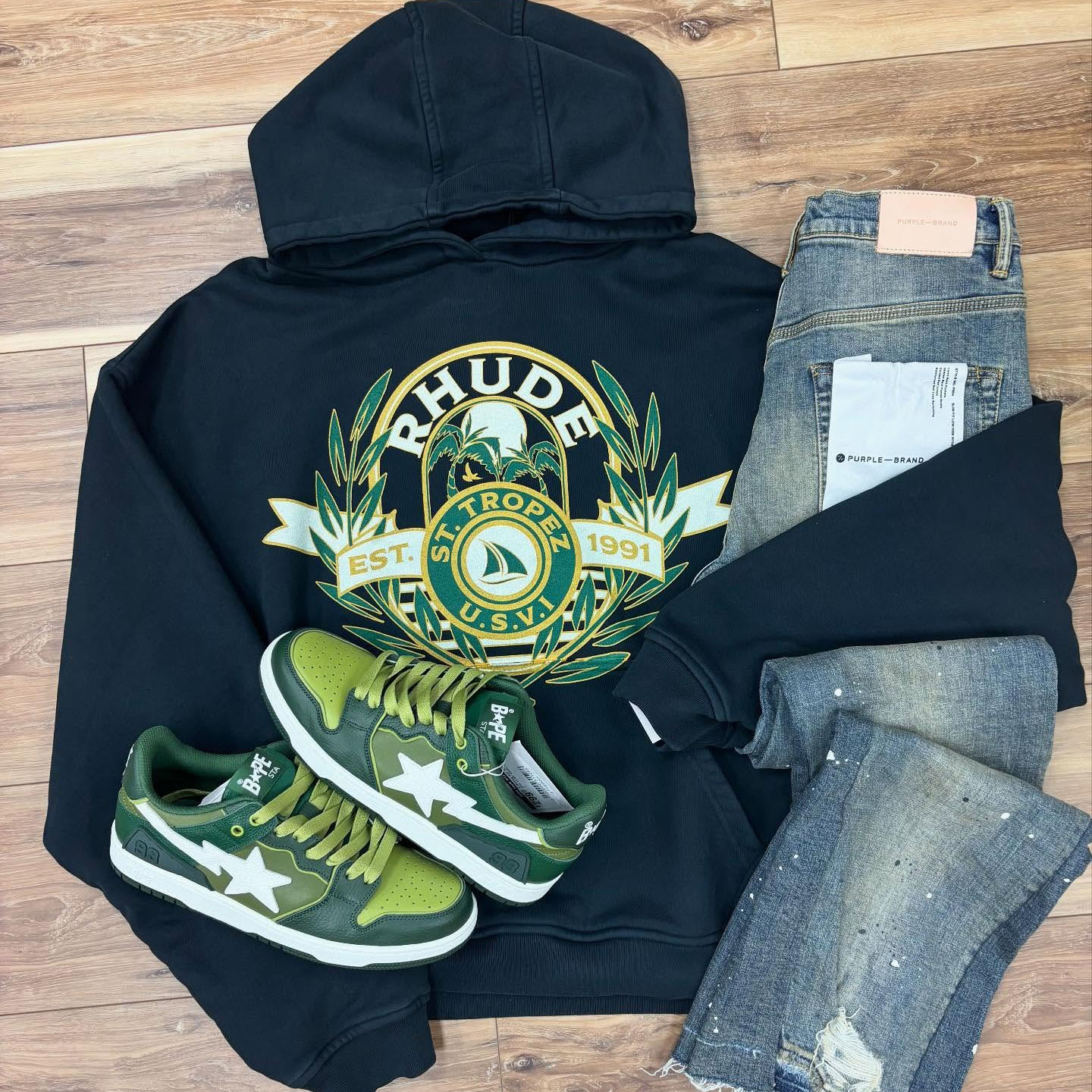 Rhude St. Tropez Cotton Long Sleeve Hoodie