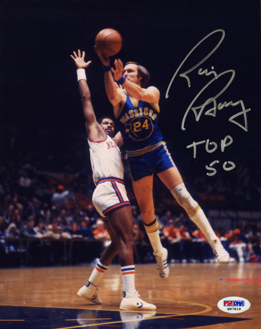 Rick Barry SIGNED 8x10 Photo Poster painting + Top 50 Golden State Warriors PSA/DNA AUTOGRAPHED