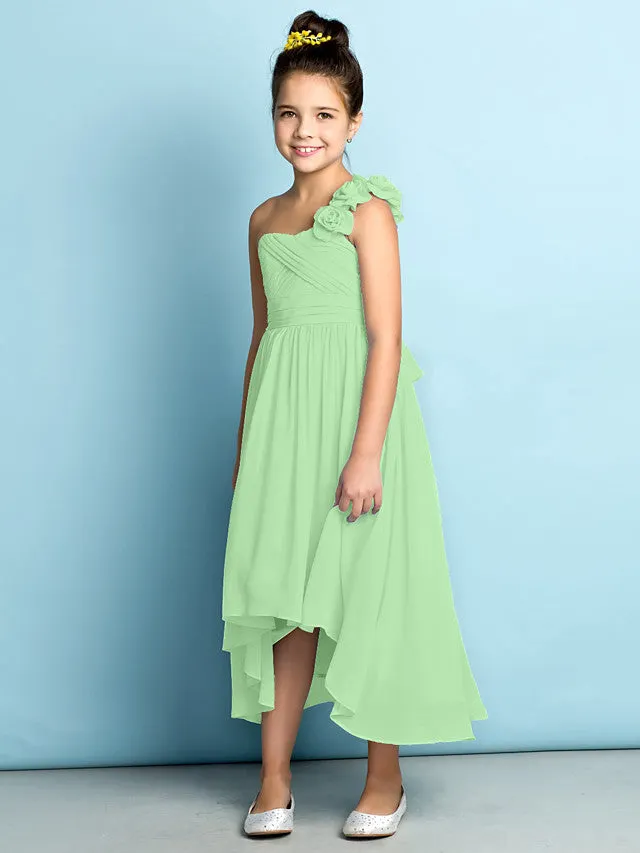 Flowy One Shoulder Chiffon Junior Bridesmaid Dresses Periwinkle