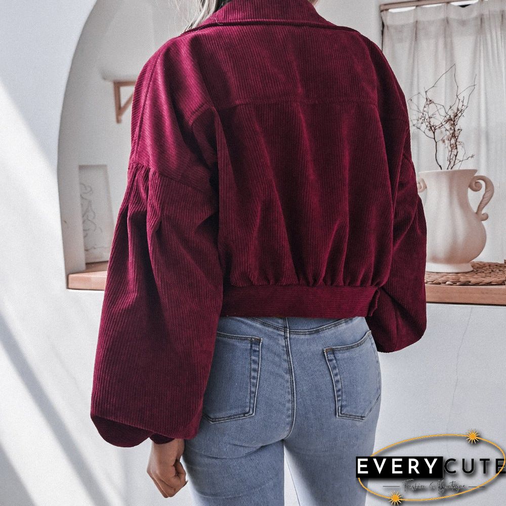 Lantern Long Sleeve Corduroy Casual Jacket Jacket Single-breasted Women's Jacket In Autumn and Winter