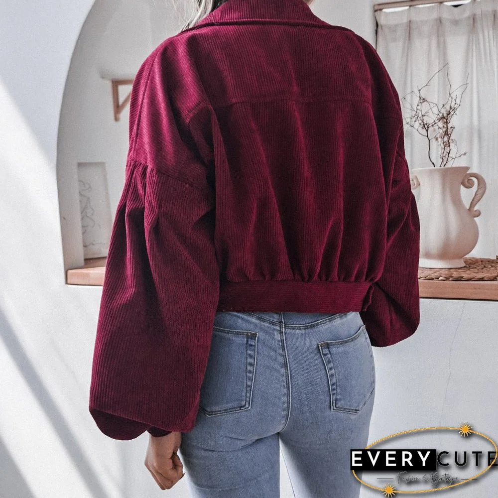 Lantern Long Sleeve Corduroy Casual Jacket Jacket Single-breasted Women's Jacket In Autumn and Winter