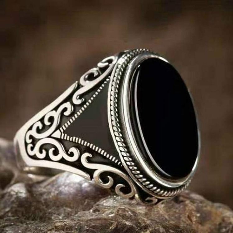 The Retro Handmade Black Onyx Turkish Ring