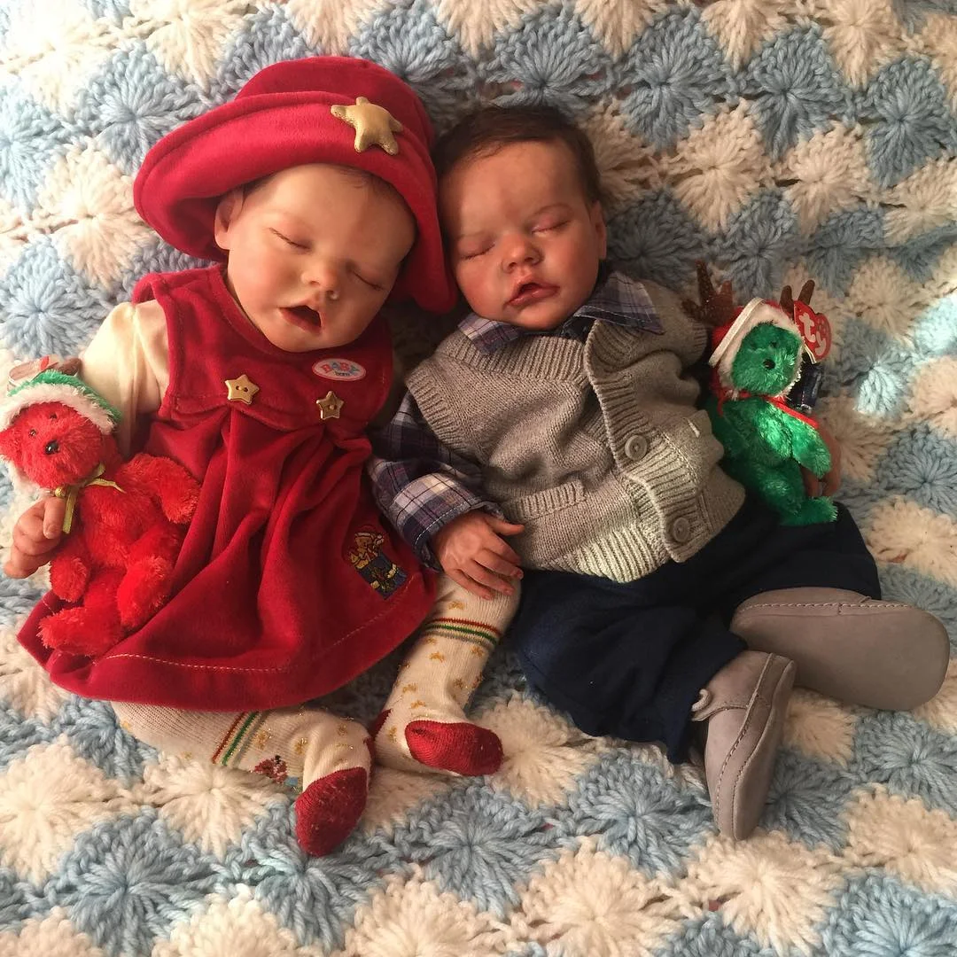 [Christmas Gift]"Merry Christmas!"- 17"Realistic Reborn Beautiful Silicone Baby Twins Boy and Girl Vera and Winnie -Creativegiftss® - [product_tag] RSAJ-Creativegiftss®