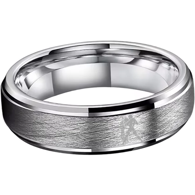 Stepped Edges Sliver Tungsten Carbide Rings Aquarius Couples Tungsten Wedding Bands for Men or Women 4MM 6MM 8MM