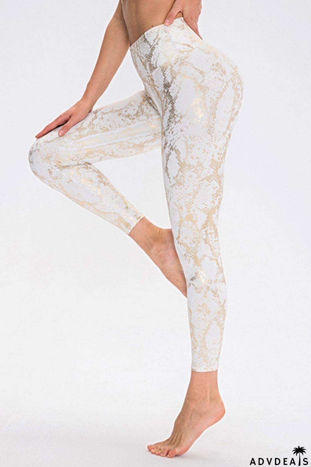 Animal Print Slim Fit Wide Waistband Long Sports Pants