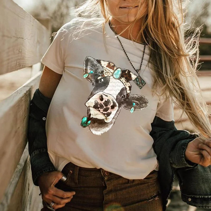 Western Animal Cow Print Short-sleeved T-shirt