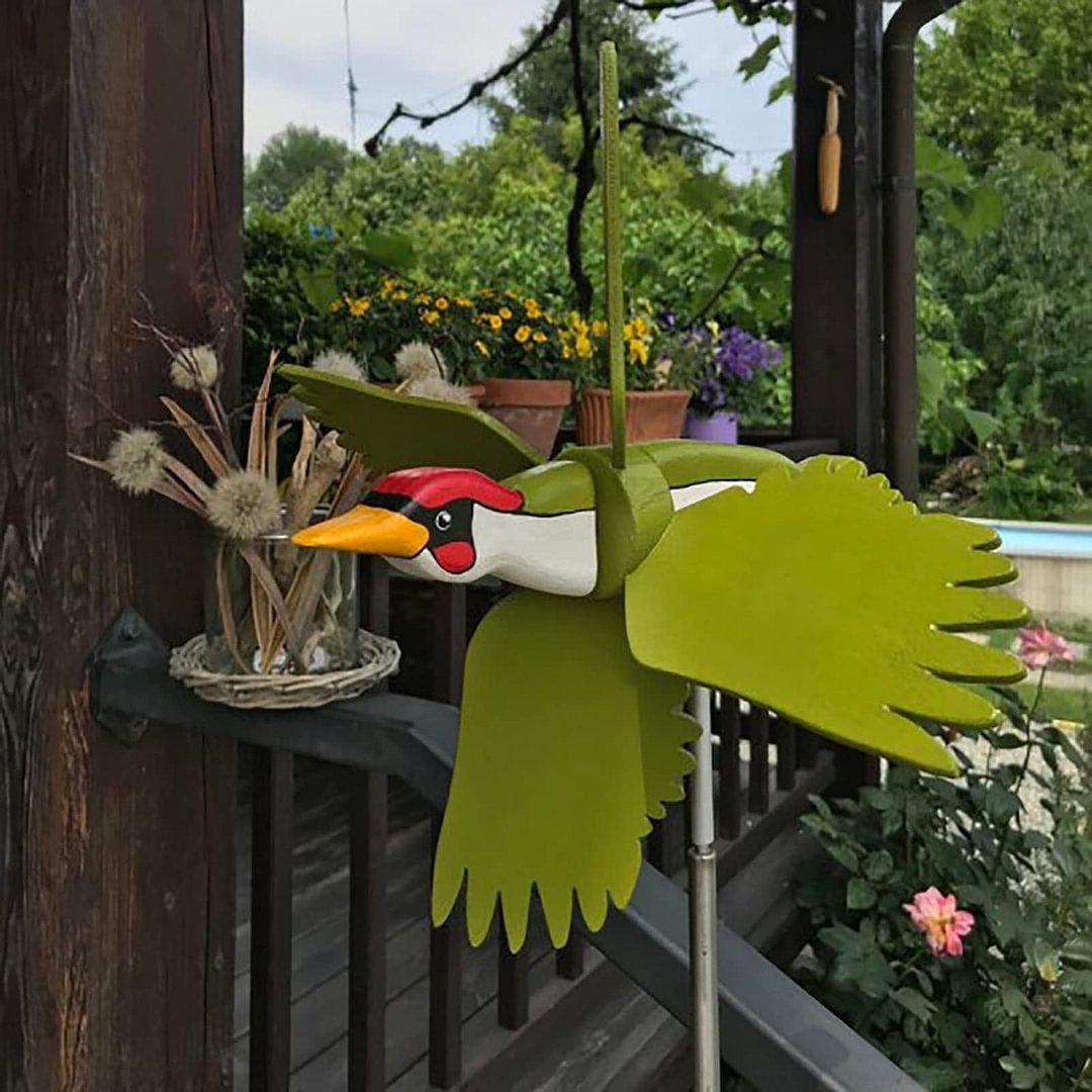 （Garden Upgrade）Garden Decoration Whirligig Windmill - Green Woodpecker