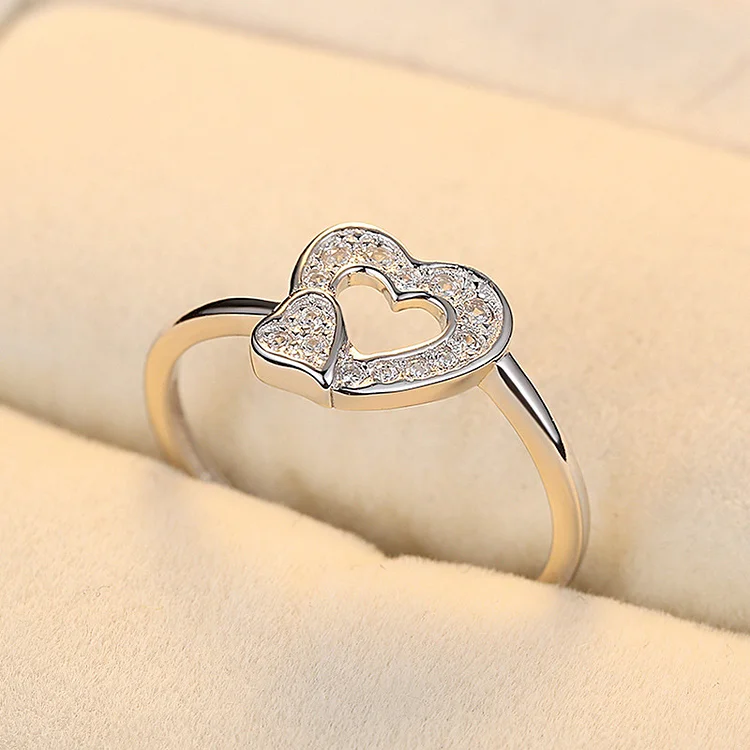 For Mom - Love You Mom Connected Heart Ring