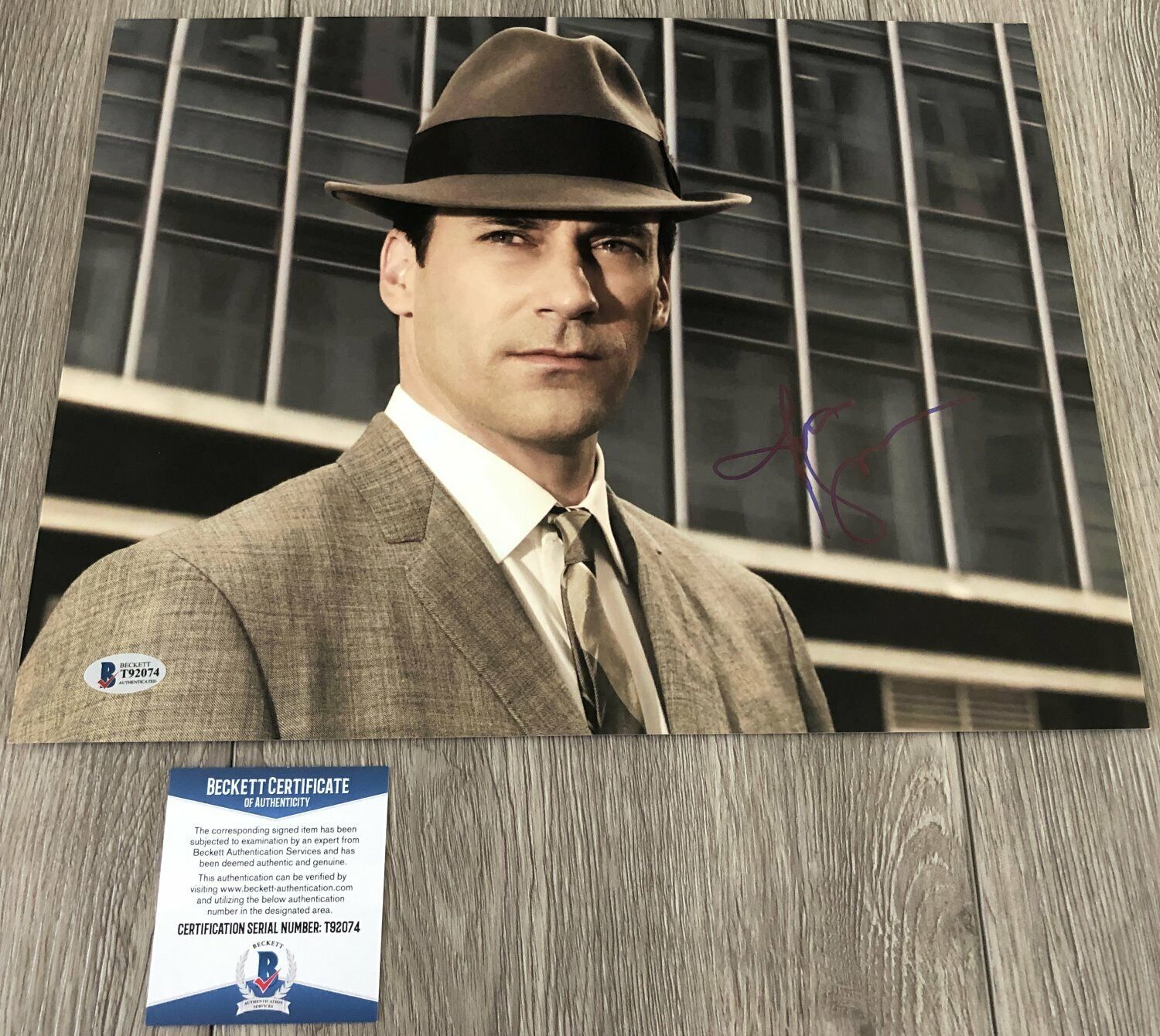 JON HAMM SIGNED AUTOGRAPH MAD MEN DON DRAPER 11x14 Photo Poster painting w/PROOF BECKETT BAS COA