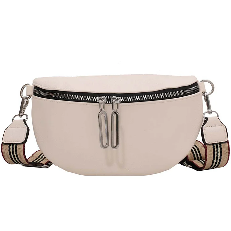 Fashion Leather Waist Pack Crossbody Bag Solid Women Chest Bags (Beige)